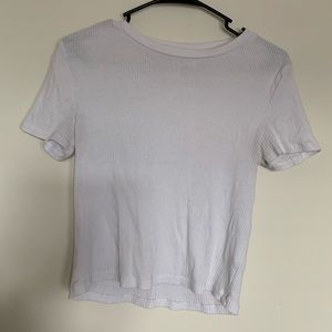 H&M Basic White Fitted Ribbed Tee